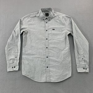 RVCA Shirt Mens Large Gray Slim Fit Long Sleeve Button Down Pocket Casual Woven